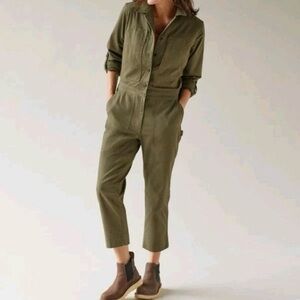 Duluth Trading Co Olive Utility Jumpsuit (Cropped Length)